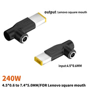 Adattatore di alimentazione con connettore a gomito quadrato da 240 W DC 4506 femmina per Lenovo, Square Elbow
