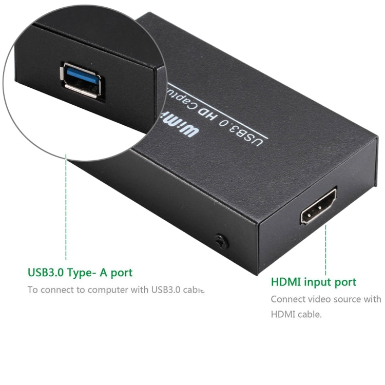 WIMI EC288 USB 3.0 HDMI 1080P Video Capture Device Stream Box, No Need to Install Driver