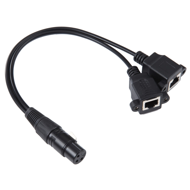 Cavo di prolunga di rete LAN Ethernet XLR femmina a 3 pin da 2 x RJ45 femmina, lunghezza cavo: 30 cm, 3-pin XLR Female to 2 x RJ45 Female