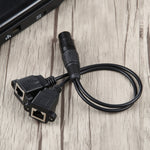 Cavo di prolunga di rete LAN Ethernet XLR femmina a 3 pin da 2 x RJ45 femmina, lunghezza cavo: 30 cm, 3-pin XLR Female to 2 x RJ45 Female