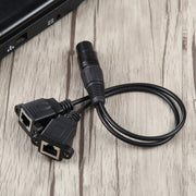 Cavo di prolunga di rete LAN Ethernet XLR femmina a 3 pin da 2 x RJ45 femmina, lunghezza cavo: 30 cm, 3-pin XLR Female to 2 x RJ45 Female