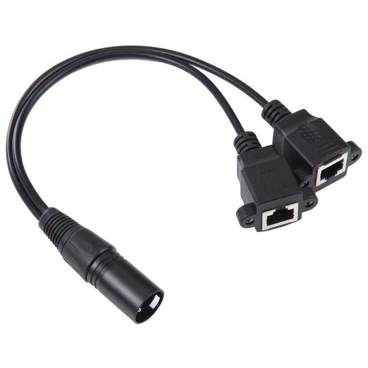Cavo di prolunga di rete LAN Ethernet XLR maschio a 3 pin da 2 x RJ45 femmina, lunghezza cavo: 30 cm, 3-pin XLR Male to 2 x RJ45 Female