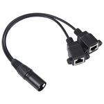 Cavo di prolunga di rete LAN Ethernet XLR maschio a 3 pin da 2 x RJ45 femmina, lunghezza cavo: 30 cm, 3-pin XLR Male to 2 x RJ45 Female