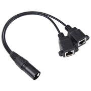 Cavo di prolunga di rete LAN Ethernet XLR maschio a 3 pin da 2 x RJ45 femmina, lunghezza cavo: 30 cm, 3-pin XLR Male to 2 x RJ45 Female