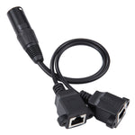 Cavo di prolunga di rete LAN Ethernet XLR maschio a 3 pin da 2 x RJ45 femmina, lunghezza cavo: 30 cm, 3-pin XLR Male to 2 x RJ45 Female