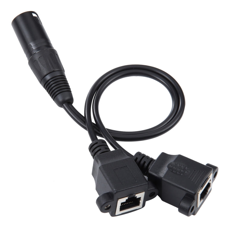 Cavo di prolunga di rete LAN Ethernet XLR maschio a 3 pin da 2 x RJ45 femmina, lunghezza cavo: 30 cm, 3-pin XLR Male to 2 x RJ45 Female