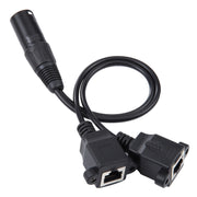 Cavo di prolunga di rete LAN Ethernet XLR maschio a 3 pin da 2 x RJ45 femmina, lunghezza cavo: 30 cm, 3-pin XLR Male to 2 x RJ45 Female