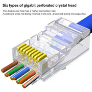 Spina modulare passante non schermata Cat5e RJ45 da 100 pezzi, oro: 3u, Cat5e Unshielded Pass Through