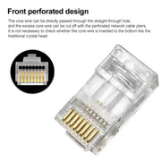Spina modulare con connettore RJ45 passante schermato Cat5e da 100 pezzi, Cat5e Shielded Pass Through
