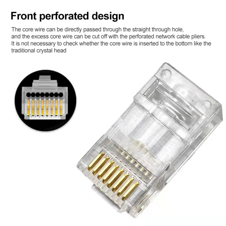 Spina modulare con connettore RJ45 passante schermato Cat5e da 100 pezzi, Cat5e Shielded Pass Through