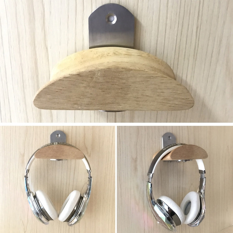 Supporto da parete in acciaio inox e legno per cuffie