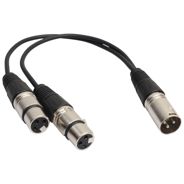 Cavo adattatore connettore audio XLR CANNON a 3 pin da 30 cm, 1 maschio a 2 femmine, per microfono/apparecchiatura audio, 1 Male to 2 Female Silver