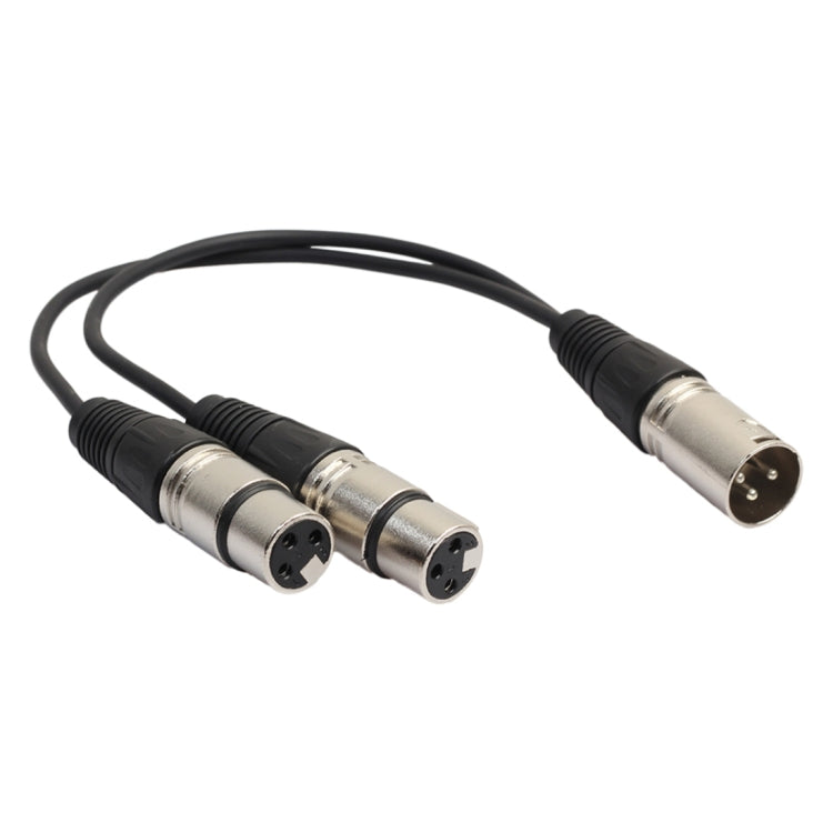 Cavo adattatore connettore audio XLR CANNON a 3 pin da 30 cm, 1 maschio a 2 femmine, per microfono/apparecchiatura audio, 1 Male to 2 Female Silver