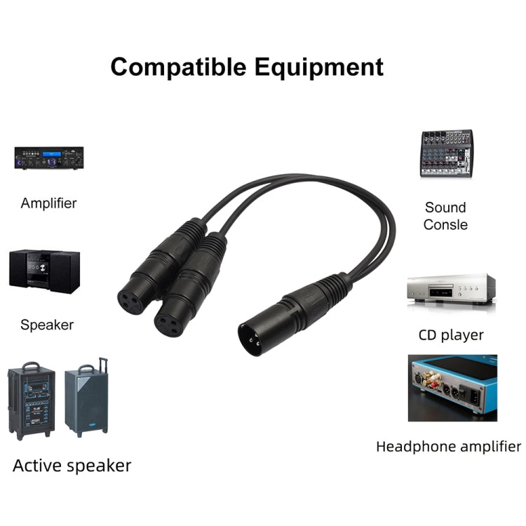 Cavo adattatore audio XLR 1 maschio a 2 femmine 30 cm