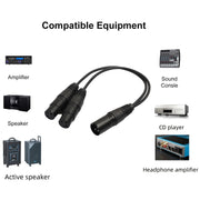 30cm CANNON 3 Pin XLR Audio Connector Adapter Cable 1 Male to 2 Female for Microphone/Audio Equipment, 1 Male to 2 Female