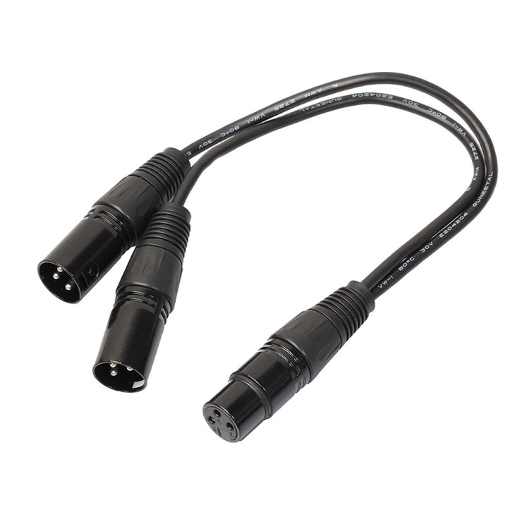 30cm CANNON 3 Pin XLR Audio Connector Adapter Cable 1 Female to 2 Male for Microphone/Audio Equipment, 1 Female to 2 Male Black