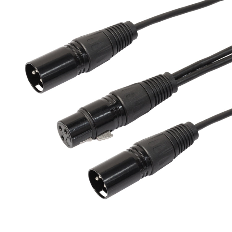 30cm CANNON 3 Pin XLR Audio Connector Adapter Cable 1 Female to 2 Male for Microphone/Audio Equipment, 1 Female to 2 Male Black