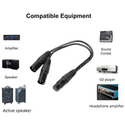 30cm CANNON 3 Pin XLR Audio Connector Adapter Cable 1 Female to 2 Male for Microphone/Audio Equipment, 1 Female to 2 Male Black
