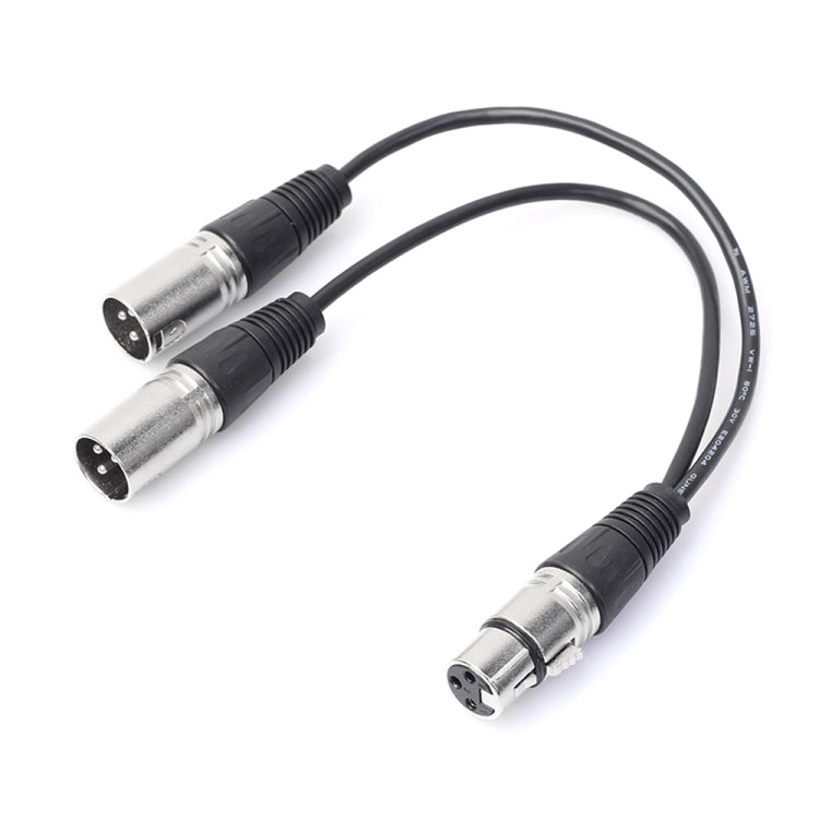 Cavo adattatore connettore audio XLR CANNON a 3 pin da 30 cm, 1 femmina a 2 maschi, per microfono/apparecchiatura audio, 1 Female to 2 Male Silver