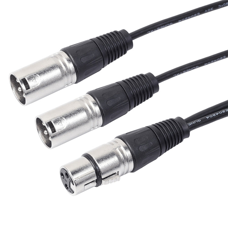 30cm CANNON 3 Pin XLR Audio Connector Adapter Cable 1 Female to 2 Male for Microphone/Audio Equipment, 1 Female to 2 Male Silver