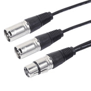30cm CANNON 3 Pin XLR Audio Connector Adapter Cable 1 Female to 2 Male for Microphone/Audio Equipment, 1 Female to 2 Male Silver