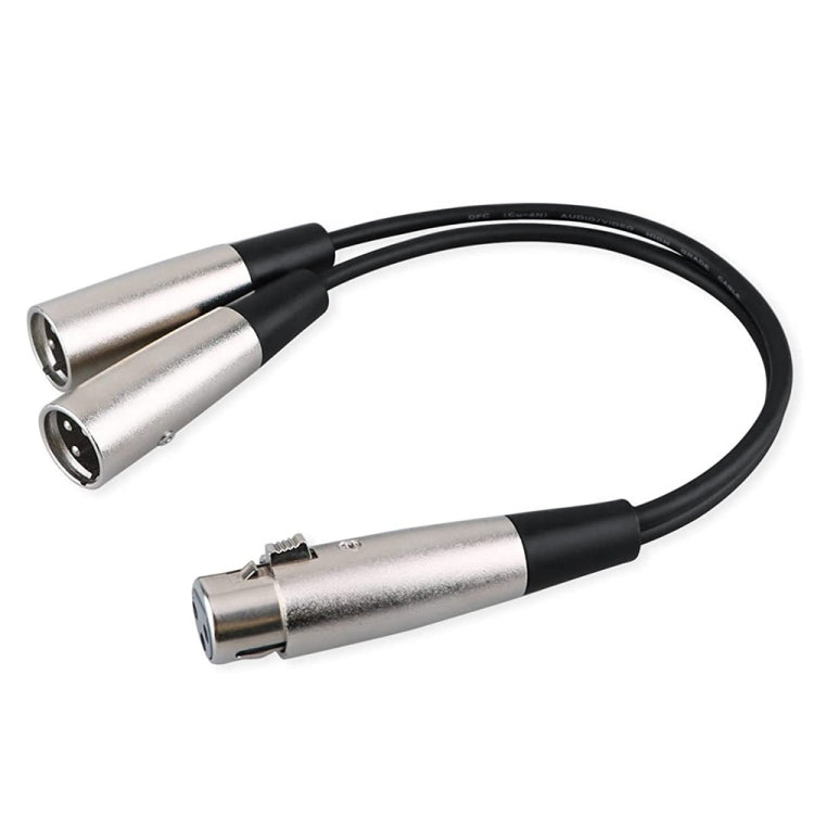 30cm CANNON 3 Pin XLR Audio Connector Adapter Cable with Metal Head 1 Female to 2 Male for Microphone/Audio Equipment, 1 Female to 2 Male