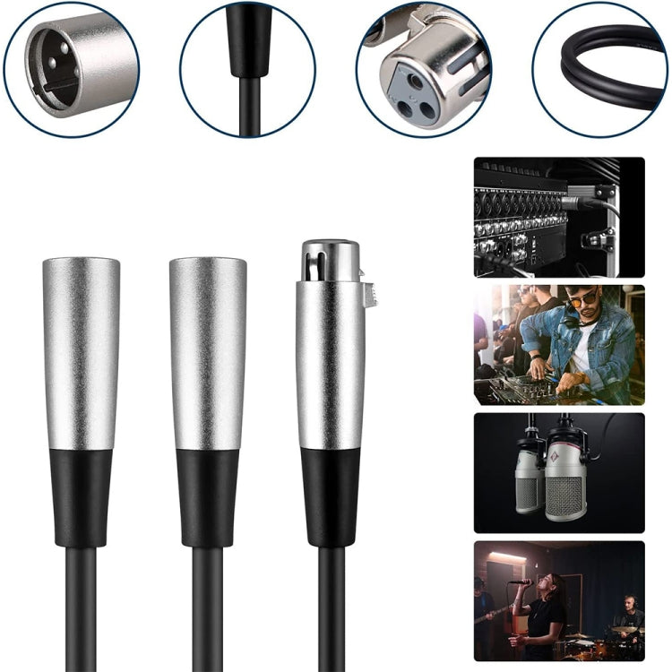 Cavo adattatore audio XLR 3 pin 1 femmina a 2 maschi 30 cm