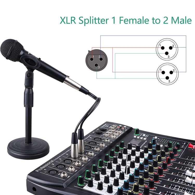 Cavo adattatore audio XLR 3 pin 1 femmina a 2 maschi 30 cm