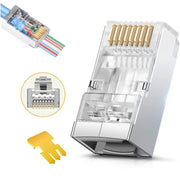 Spina modulare con connettore RJ45 passante schermato Cat6e da 100 pezzi, Cat6e Shielded Pass Through