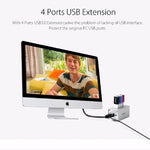 ORICO A3H4 HUB USB 3.0 a 4 porte ad alta velocità in alluminio con alimentatore 12V/2,5A per laptop, 4 Ports (Silver)