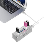 ORICO A3H7 HUB USB 3.0 a 7 porte ad alta velocità in alluminio con alimentatore 12V/2,5A per laptop, 7 Ports (Silver), 7 Ports (Black)