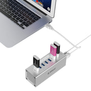 ORICO A3H7 HUB USB 3.0 a 7 porte ad alta velocità in alluminio con alimentatore 12V/2,5A per laptop, 7 Ports (Silver), 7 Ports (Black)
