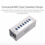 ORICO A3H7 HUB USB 3.0 a 7 porte ad alta velocità in alluminio con alimentatore 12V/2,5A per laptop, 7 Ports (Silver), 7 Ports (Black)