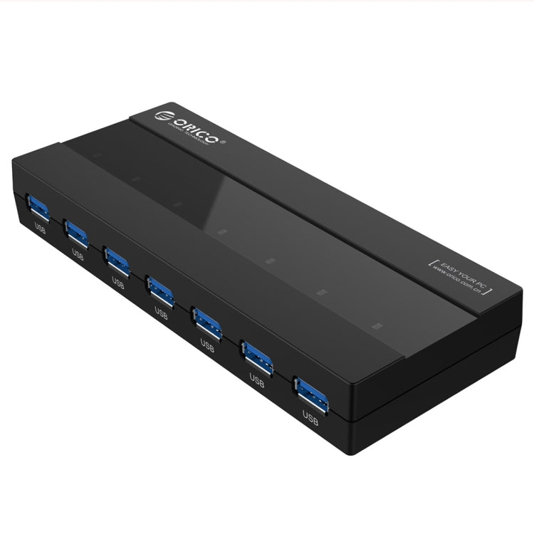 ORICO H727RK-U3 HUB USB 3.0 a 7 porte ABS ad alta velocità con adattatore di alimentazione 12V per laptop/smartphone, H727RK-U3