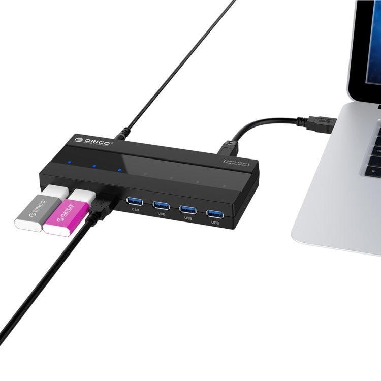 ORICO H727RK-U3 HUB USB 3.0 a 7 porte ABS ad alta velocità con adattatore di alimentazione 12V per laptop/smartphone, H727RK-U3