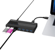 ORICO H727RK-U3 HUB USB 3.0 a 7 porte ABS ad alta velocità con adattatore di alimentazione 12V per laptop/smartphone, H727RK-U3