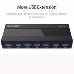 ORICO H727RK-U3 HUB USB 3.0 a 7 porte ABS ad alta velocità con adattatore di alimentazione 12V per laptop/smartphone, H727RK-U3