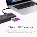 ORICO H727RK-U3 HUB USB 3.0 a 7 porte ABS ad alta velocità con adattatore di alimentazione 12V per laptop/smartphone, H727RK-U3