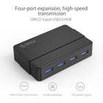 ORICO H4928-U3 HUB USB 3.0 a 4 porte in ABS ad alta velocità con alimentatore da 12 V per smartphone/tablet