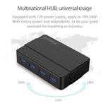 ORICO H4928-U3 HUB USB 3.0 a 4 porte in ABS ad alta velocità con alimentatore da 12 V per smartphone/tablet