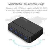 ORICO H4928-U3 HUB USB 3.0 a 4 porte in ABS ad alta velocità con alimentatore da 12 V per smartphone/tablet