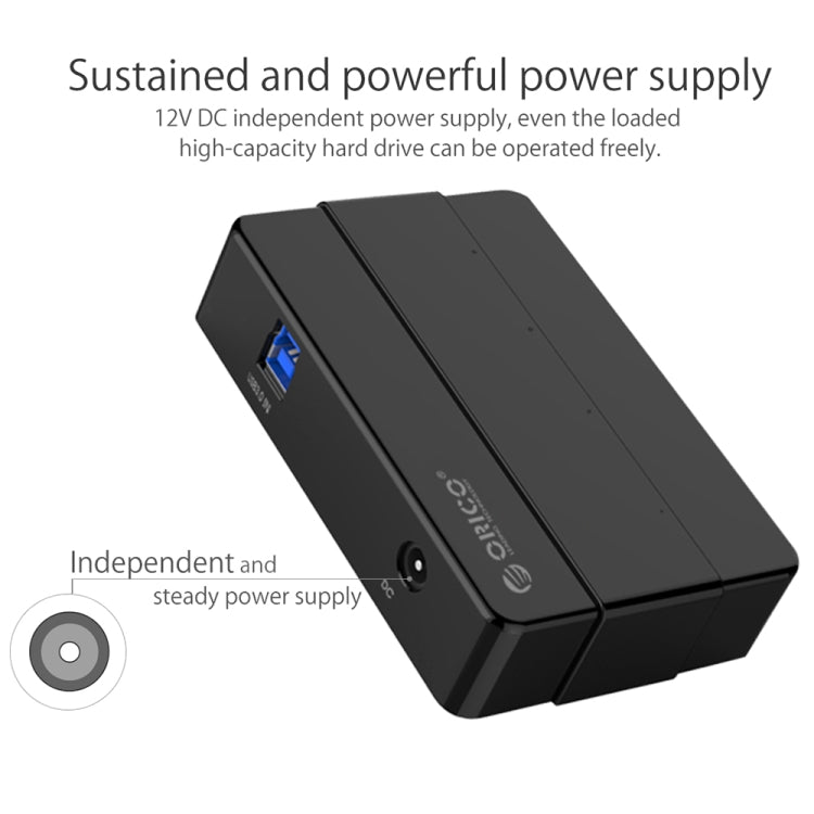 ORICO H4928-U3 HUB USB 3.0 a 4 porte in ABS ad alta velocità con alimentatore da 12 V per smartphone/tablet