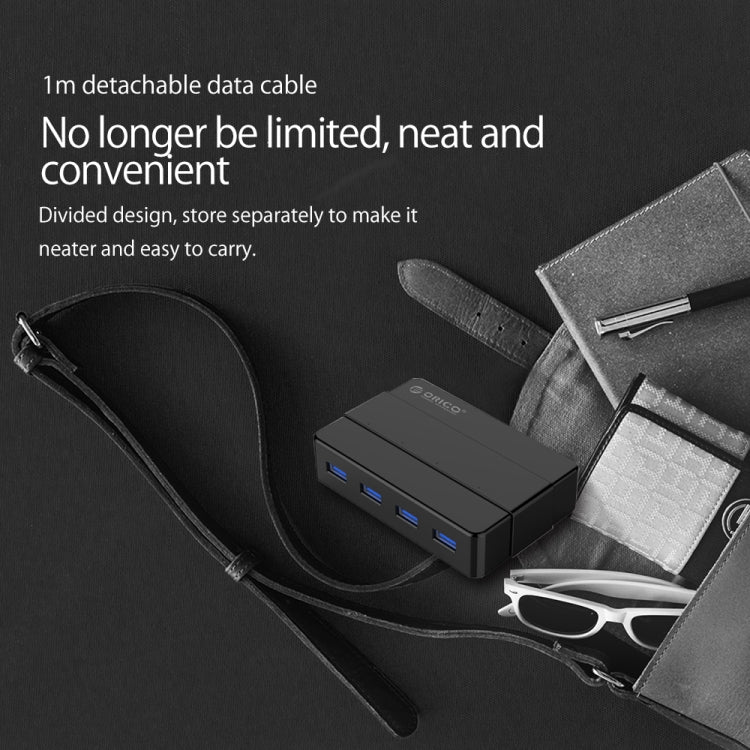 ORICO H4928-U3 HUB USB 3.0 a 4 porte in ABS ad alta velocità con alimentatore da 12 V per smartphone/tablet