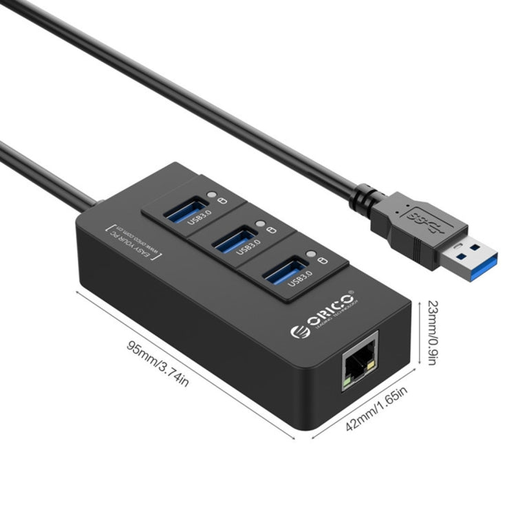 ORICO HR01-U3 Splitter HUB USB 3.0 ABS a 3 porte con scheda di rete Gigabit Ethernet RJ45 esterna 5 Gbps per laptop/desktop/Ultrabook ecc.
