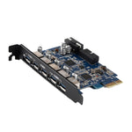 ORICO PVU3-5O2I USB3.0 * 5 + slot 20 pin * 1 scheda PCI Express per desktop, trasmissione dati superveloce a 5 Gbps, 5 Ports USB3.0