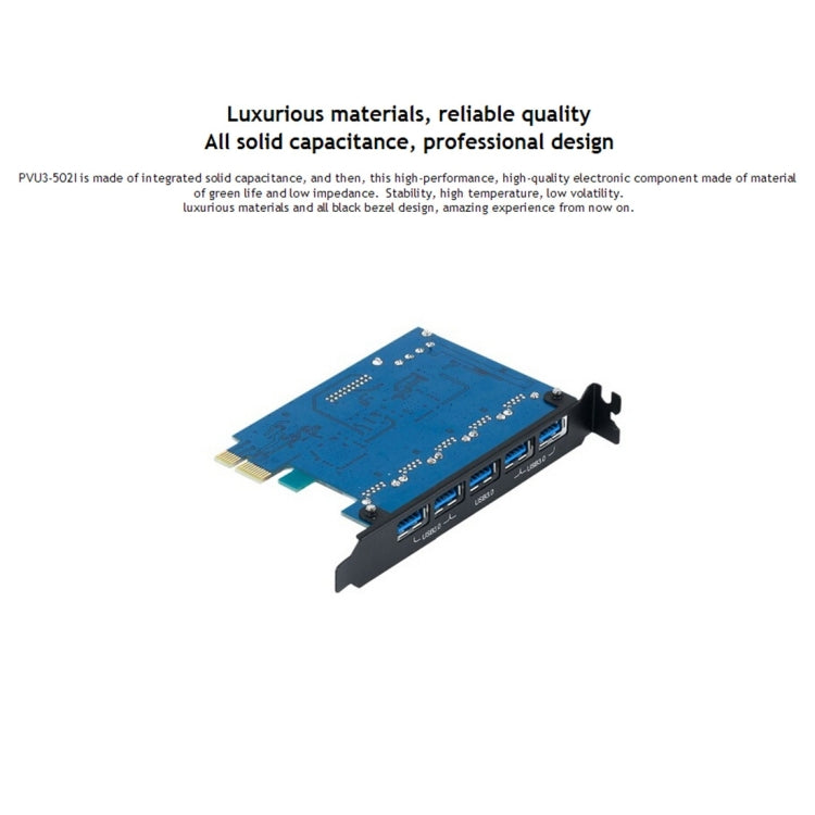 ORICO PVU3-5O2I USB3.0 * 5 + slot 20 pin * 1 scheda PCI Express per desktop, trasmissione dati superveloce a 5 Gbps, 5 Ports USB3.0
