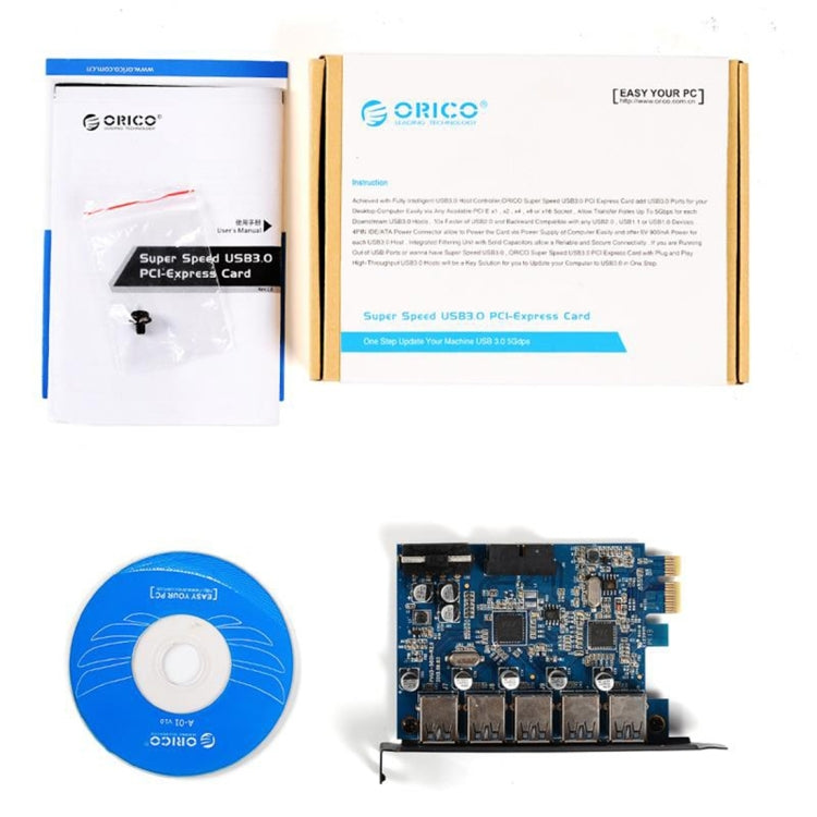 ORICO PVU3-5O2I USB3.0 * 5 + slot 20 pin * 1 scheda PCI Express per desktop, trasmissione dati superveloce a 5 Gbps, 5 Ports USB3.0