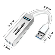 15101 Adattatore HUB per lettore di schede USB 3.0 da 5 in 1 a 3 USB + SD/TF, USB3.0