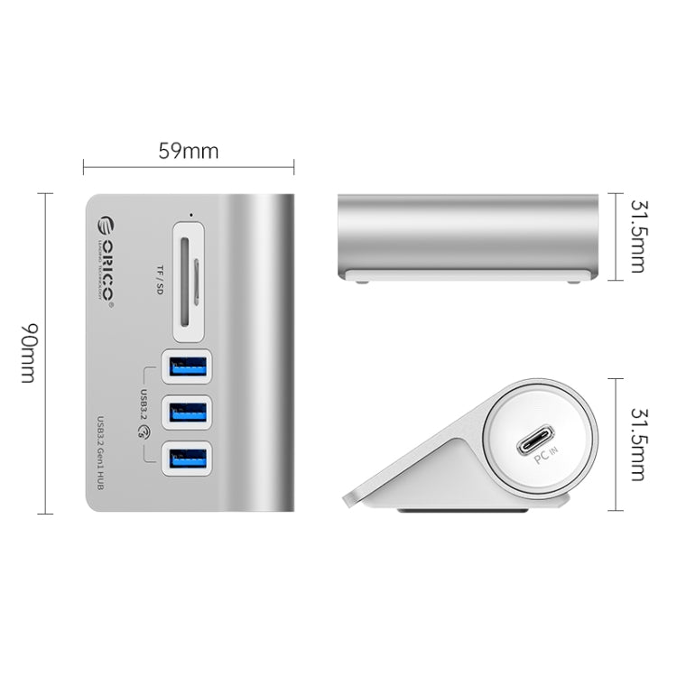 ORICO M3UT3 HUB USB 3.2 a 3 porte con lettore di schede, M3UT3