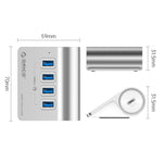 HUB ORICO M3U4 in lega di alluminio a 4 porte USB 3.2 Gen1 5 Gbps, M3U4 5Gbps